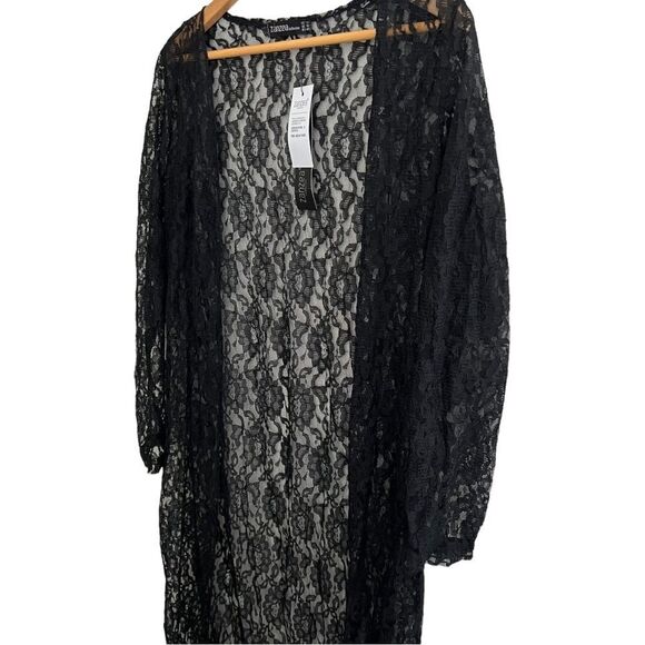 Beach coverup ZANZEA COLLECTION Black LACE OPEN CARDIGAN SIZE 10 NWT🏷 - Picture 6 of 12